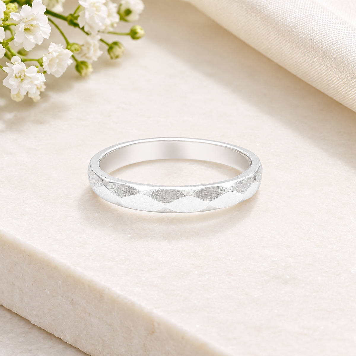 925 Sterling Silver Band Elegant Textured Pattern For Men And Women